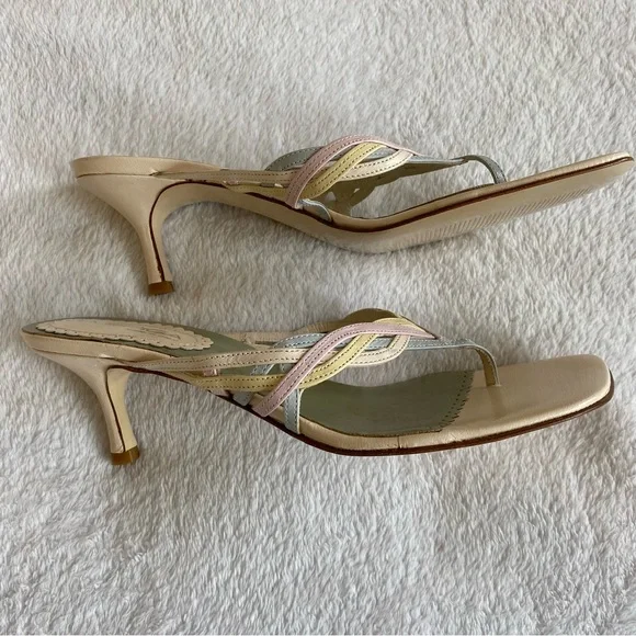 NEW Via Spiga Pastel Colors Kitten Heels Leather Sandals | 7 - Picture 6 of 11